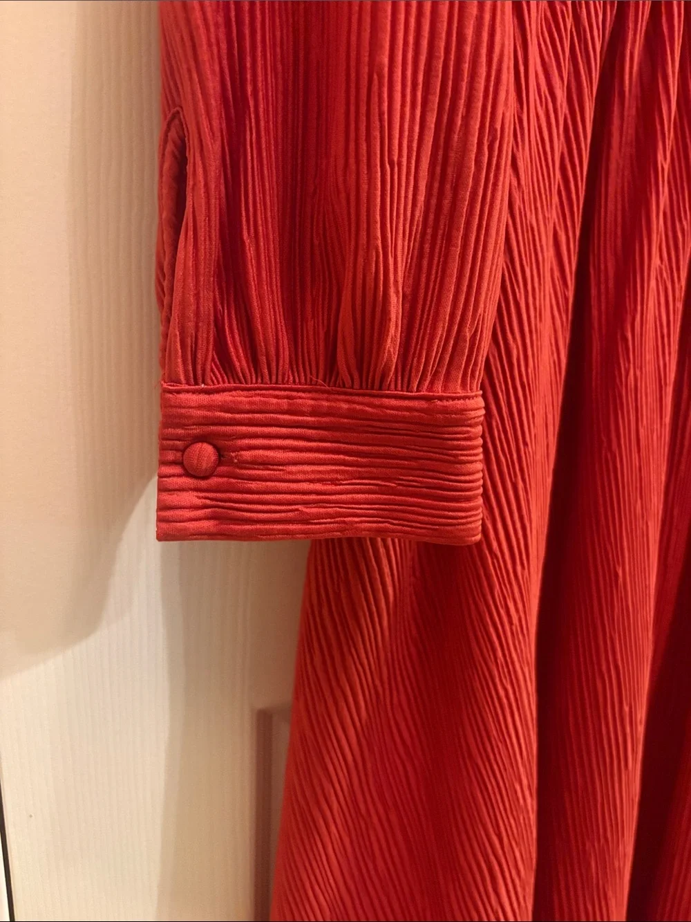 Michael Kors Red Elastic-Waist Pleated Dress